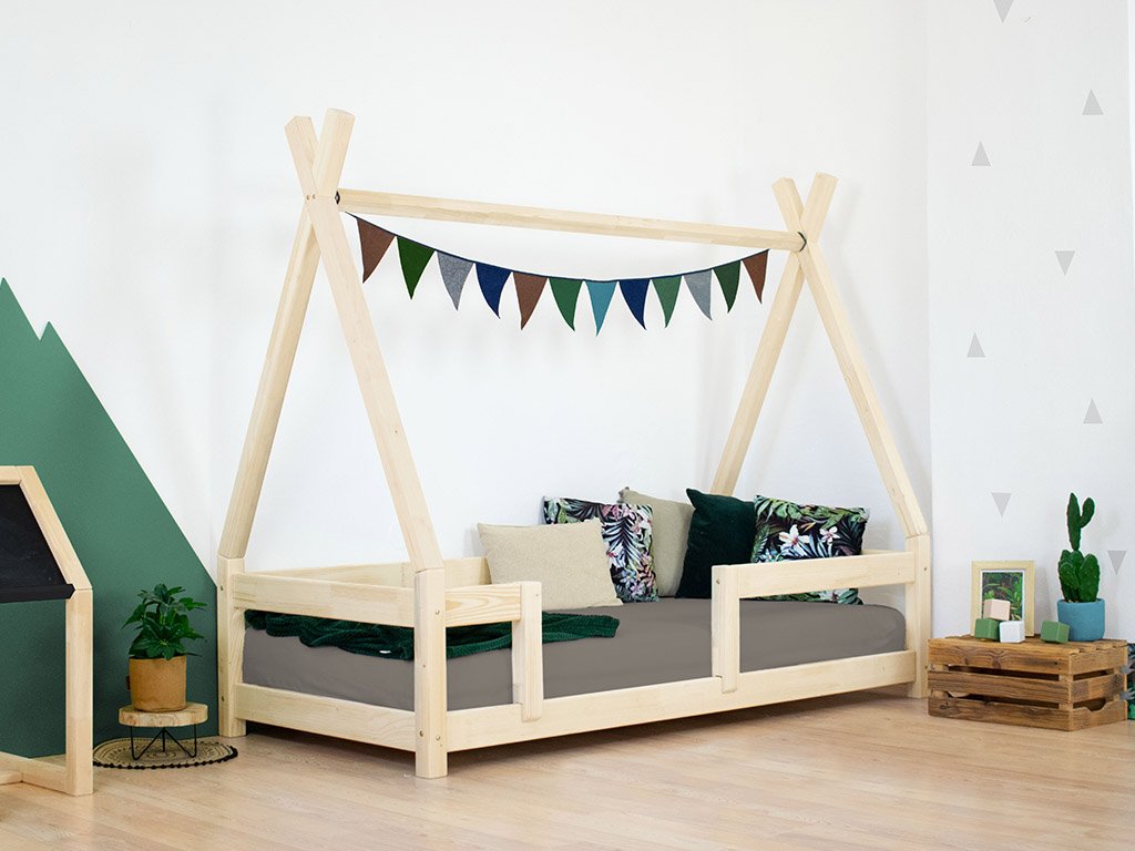 Cajón de cama 90 x 190 con somier BUDDY - verde salvia