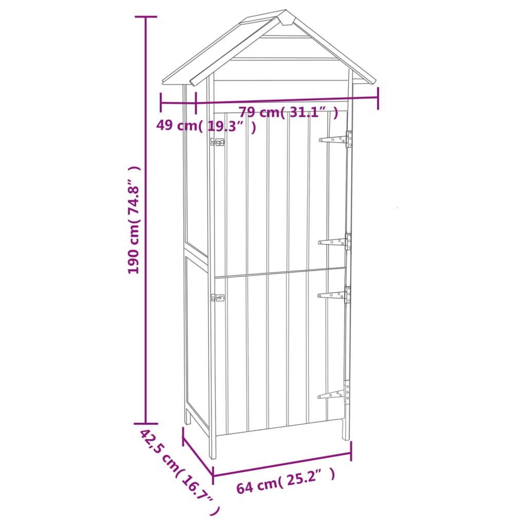 42.5x64x190 cm mobile da giardino marrone