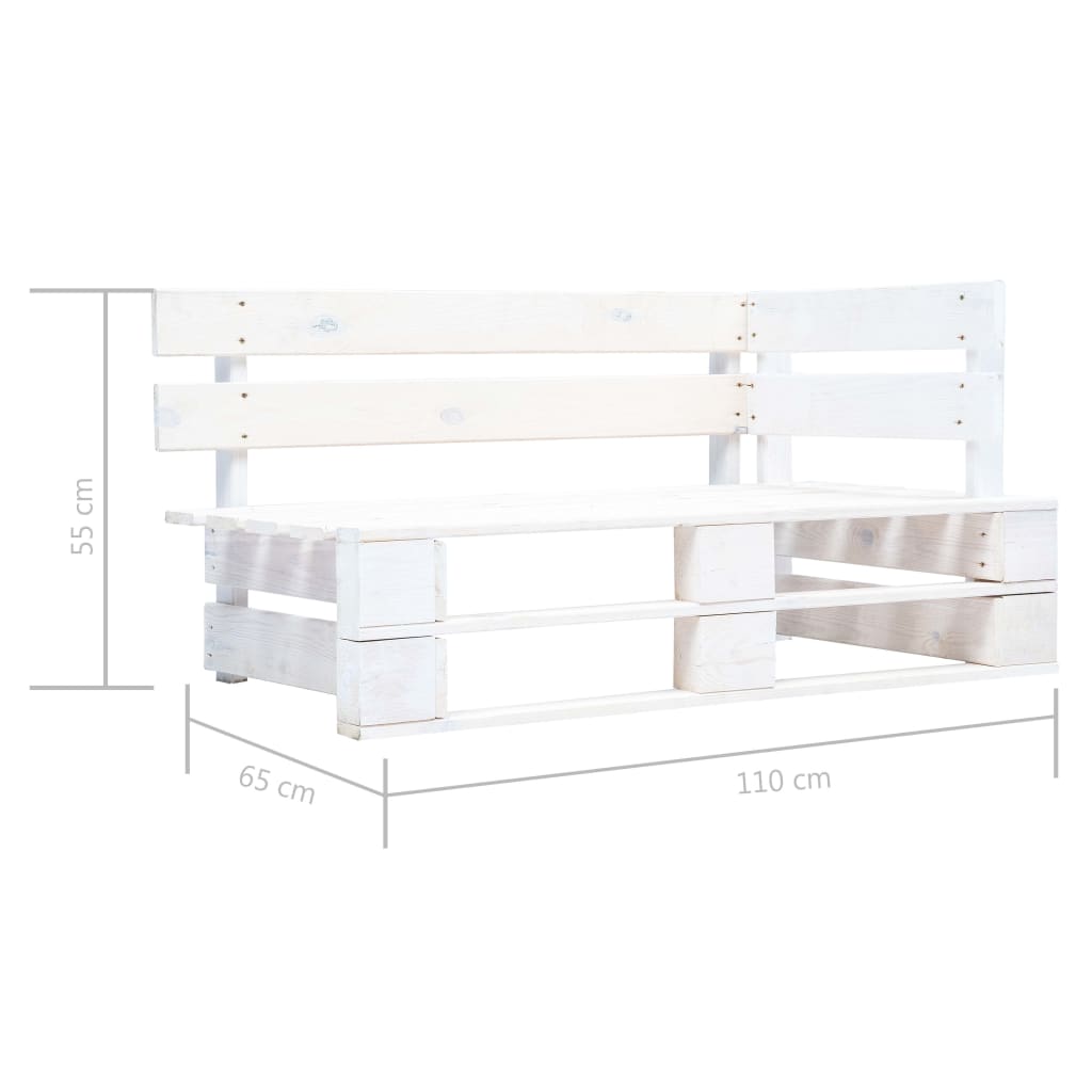 Panca da pallet da giardino in legno bianco