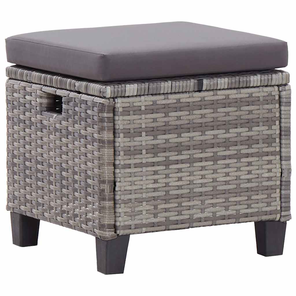 6 pezzi mobili da giardino con cuscini in resina intrecciati grigio scuro