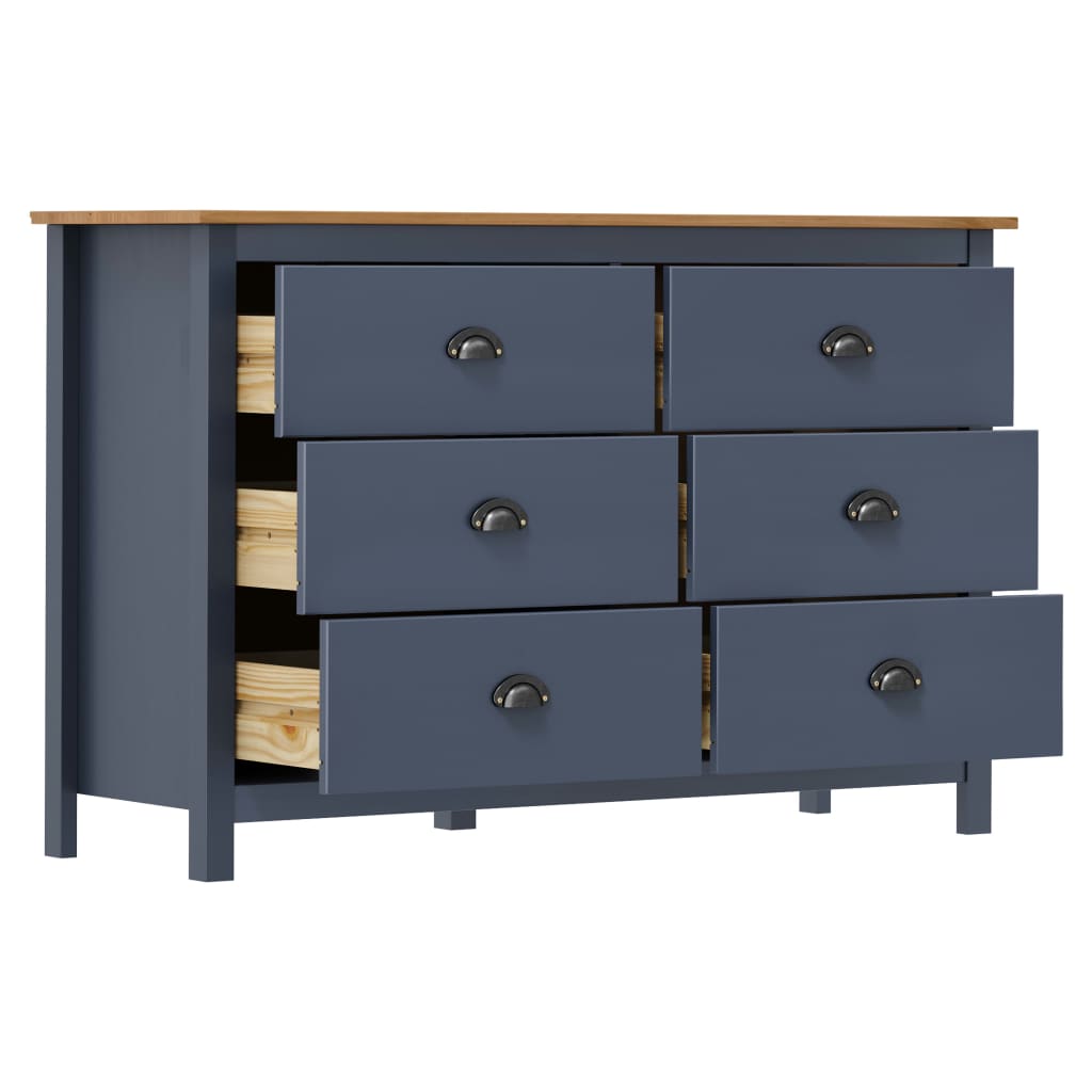 Gray hill buffet 125x40x80 cm solid pine wood