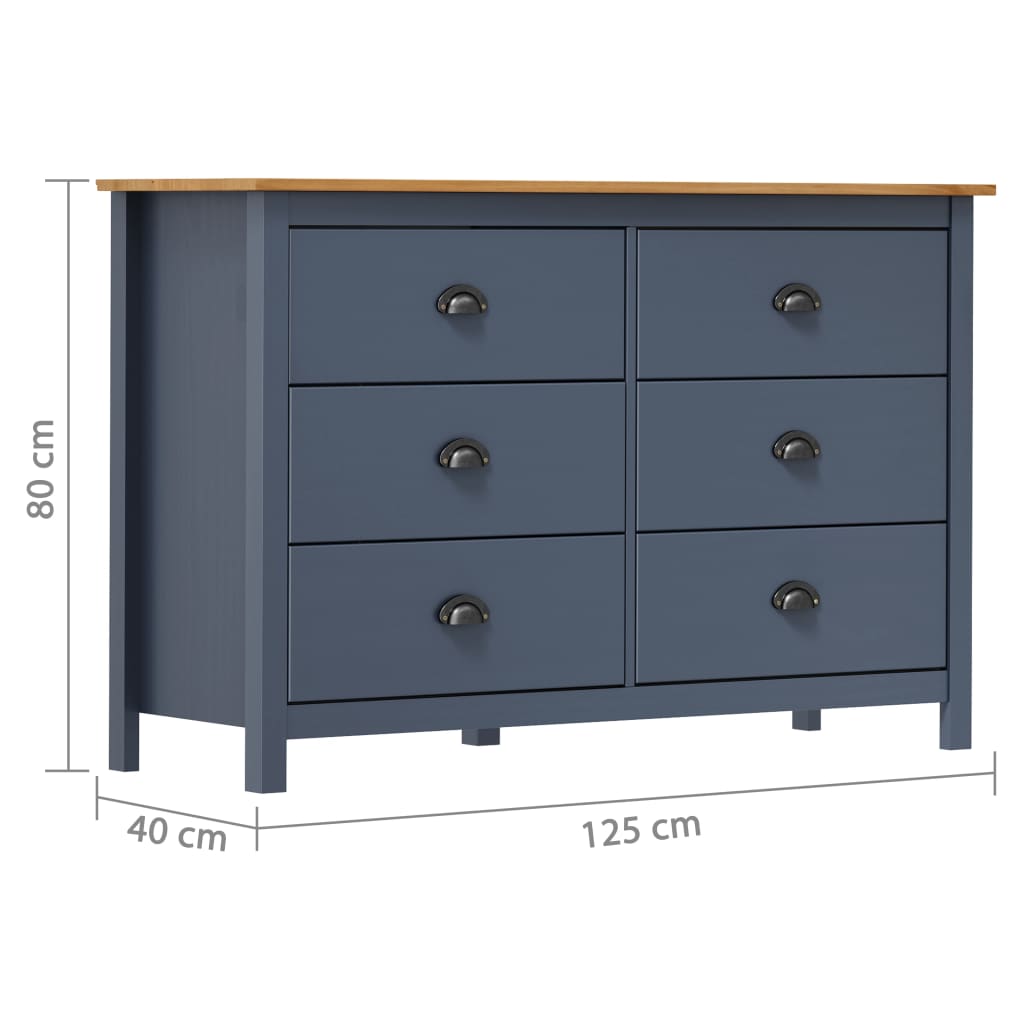 Gray hill buffet 125x40x80 cm solid pine wood
