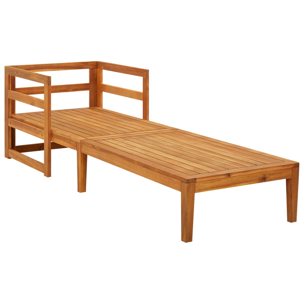 Chaise longue avec coussins transat et matelas blanc crème Bois d'acacia
