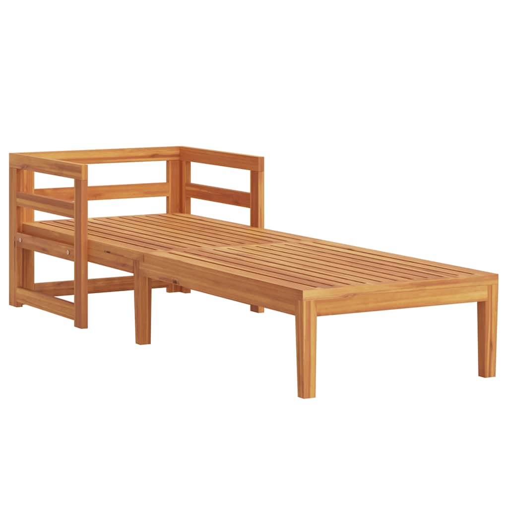 Chaise longue avec coussins transat et matelas blanc crème Bois d'acacia
