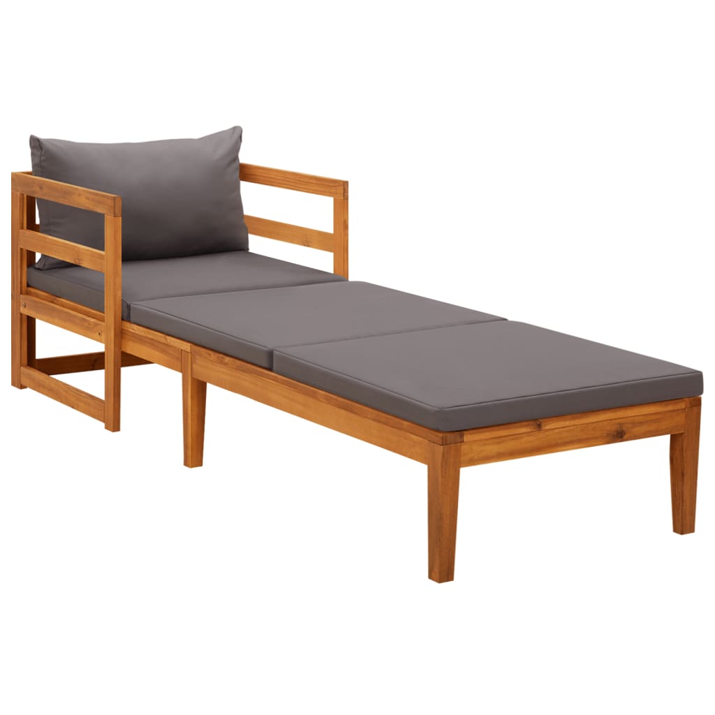 Silla larga con cojines de gris oscuro acacia madera