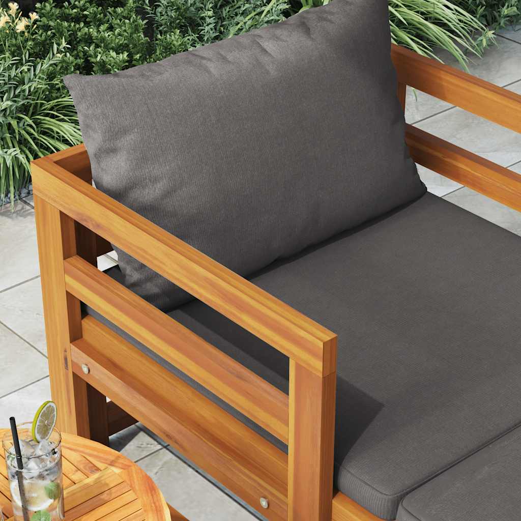 Silla larga con cojines de gris oscuro acacia madera