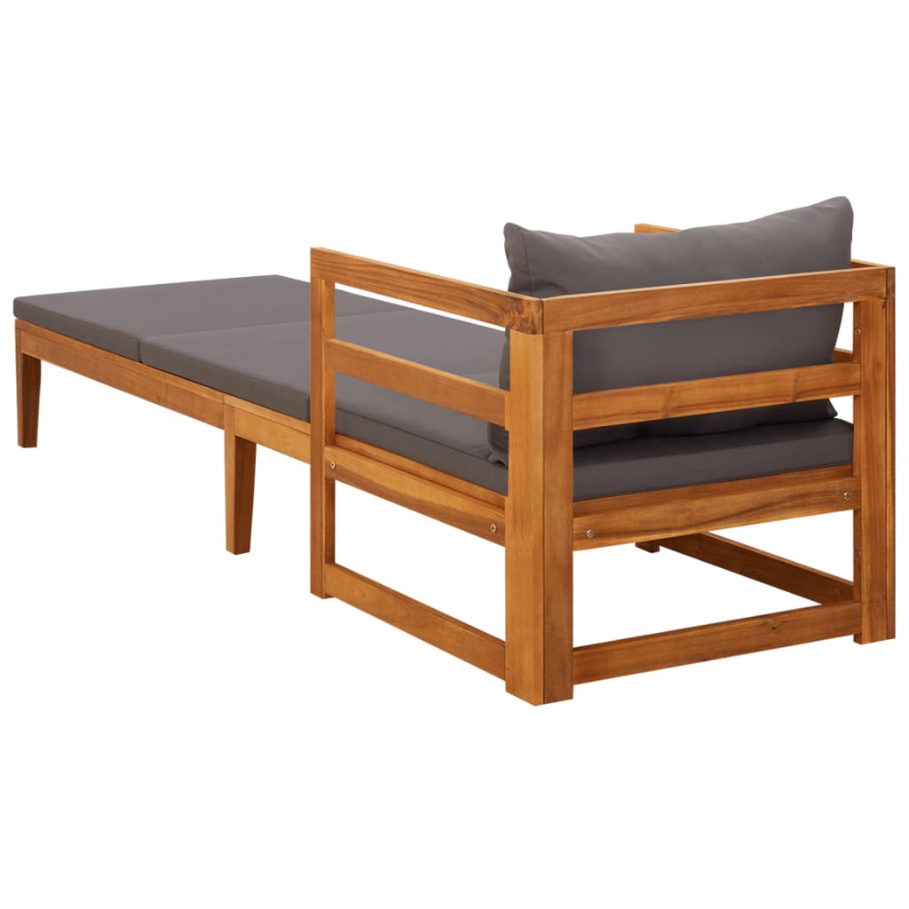 Silla larga con cojines de gris oscuro acacia madera