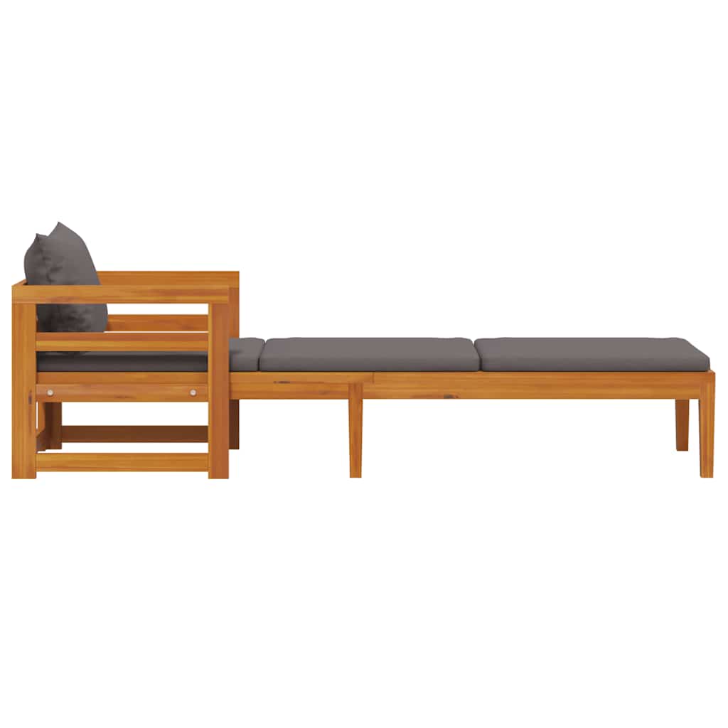 Silla larga con cojines de gris oscuro acacia madera