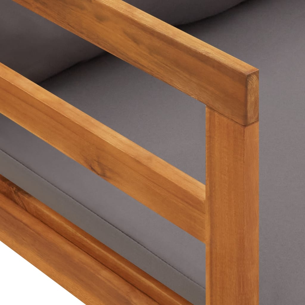 Silla larga con cojines de gris oscuro acacia madera