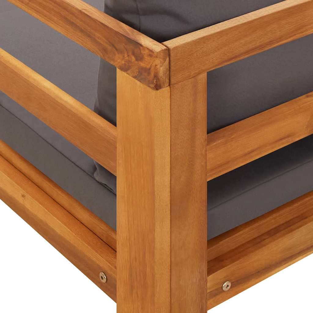 Silla larga con cojines de gris oscuro acacia madera