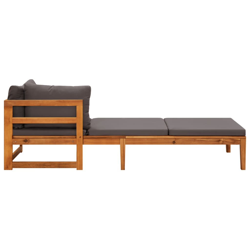 Silla larga con 1 madera de acacia de la tapa de la tapa de la tapa gris oscuro