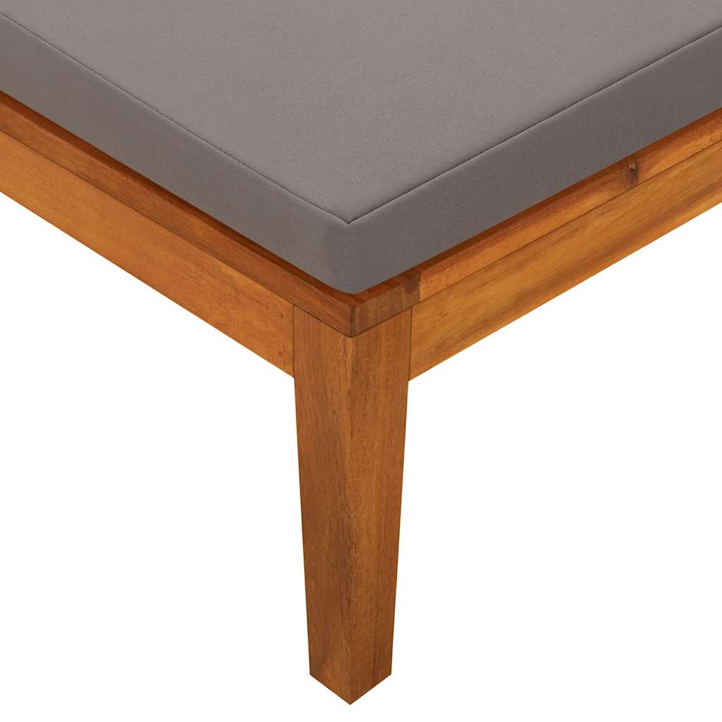 Silla larga con 1 madera de acacia de la tapa de la tapa de la tapa gris oscuro