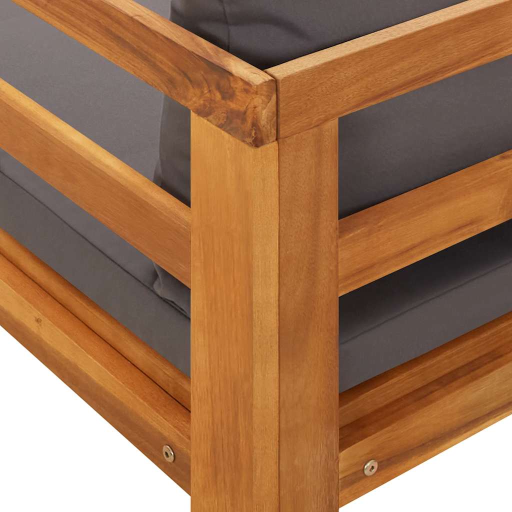 Silla larga con 1 madera de acacia de la tapa de la tapa de la tapa gris oscuro