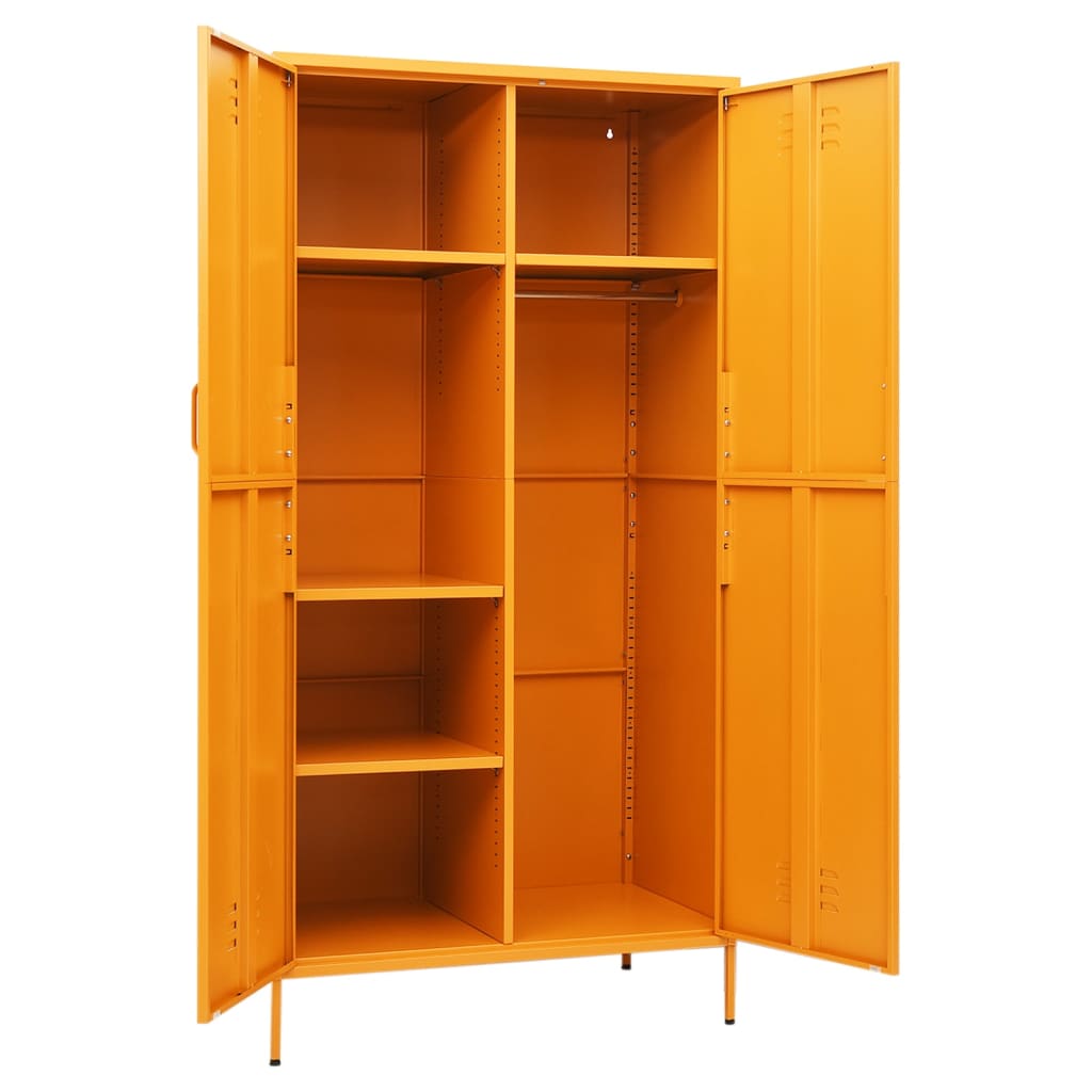 Mustard yellow wardrobe 90x50x180 cm steel