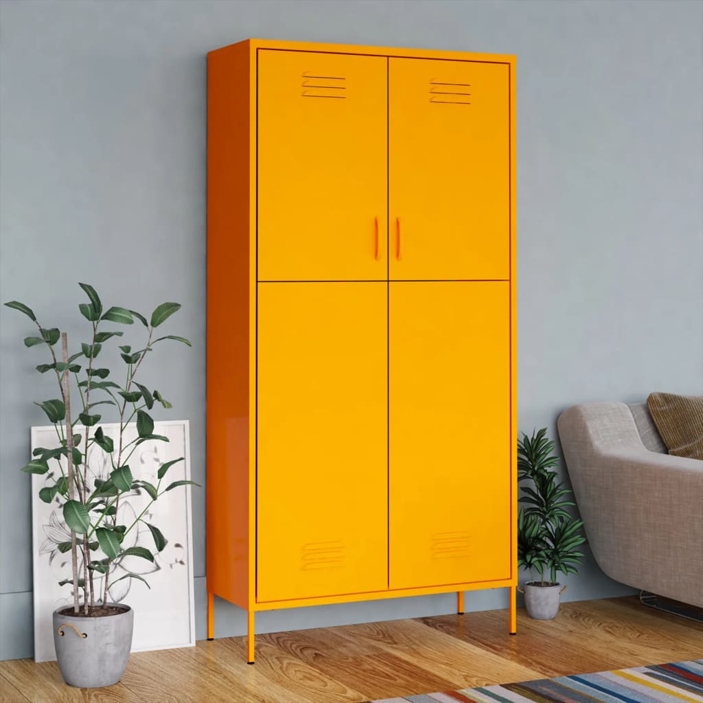 Mustard yellow wardrobe 90x50x180 cm steel