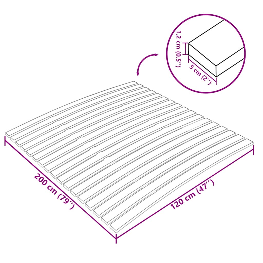 Lattes box spring with 17 slats 120x200 cm