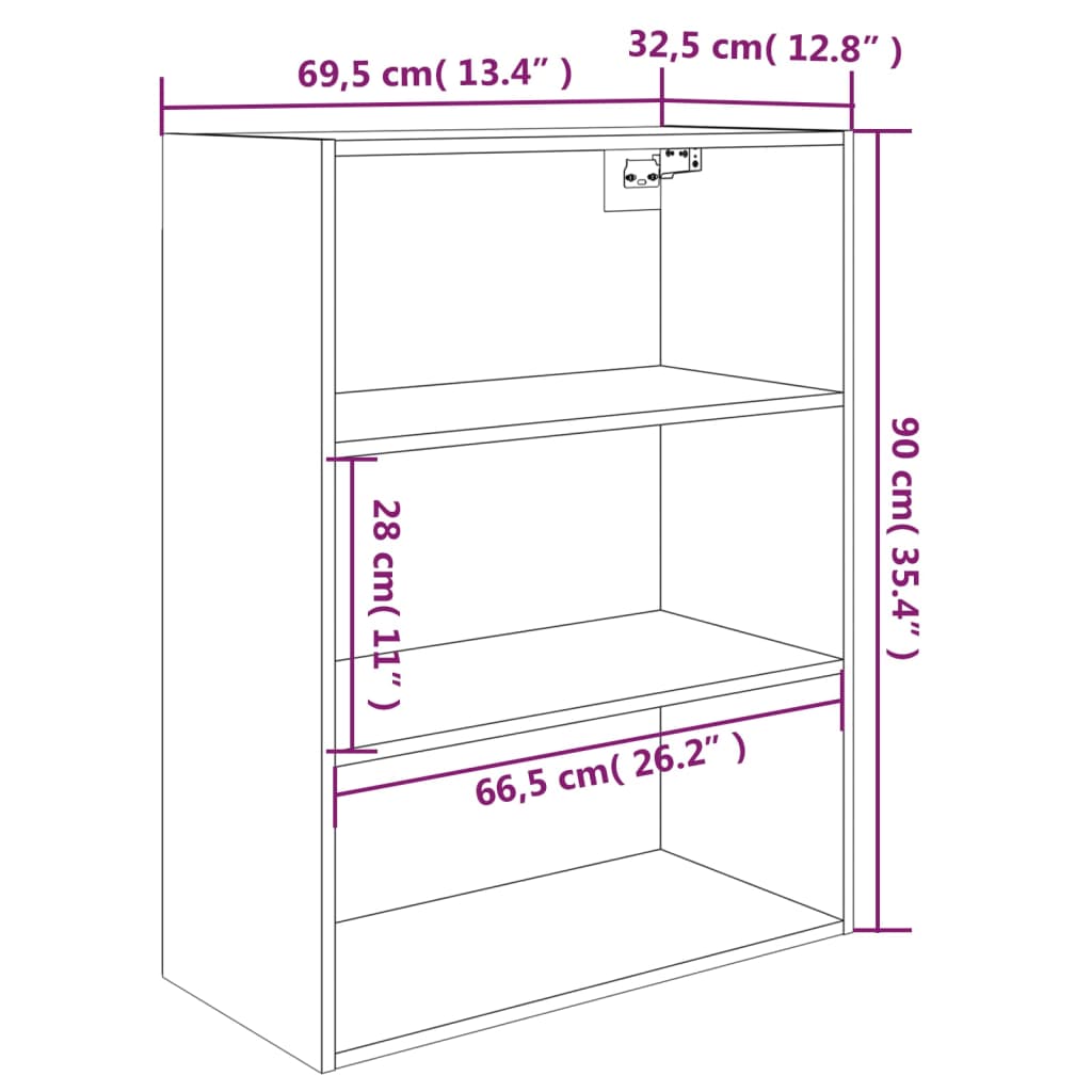 Gabinetto sospeso nero 69.5x32.5x90 cm