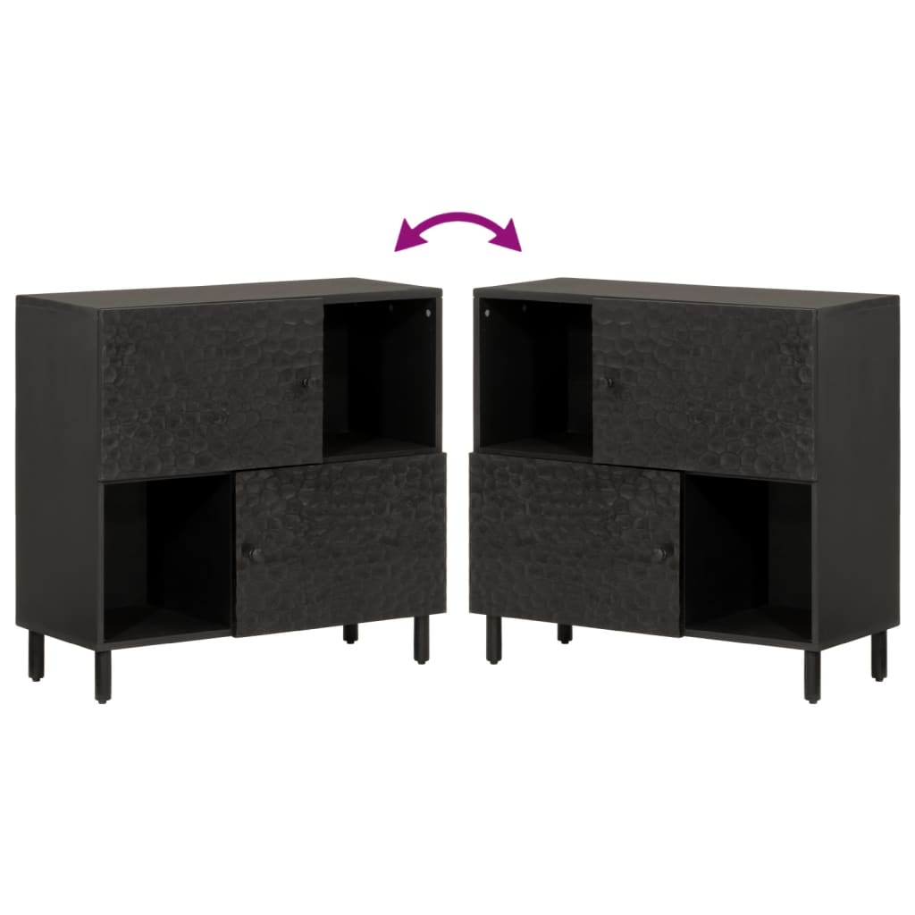 Mobile laterale nero 80x333x75 cm legno di mango solido