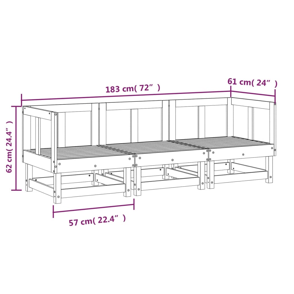 Muebles de jardín 3 PCs Madera de pino impregnada