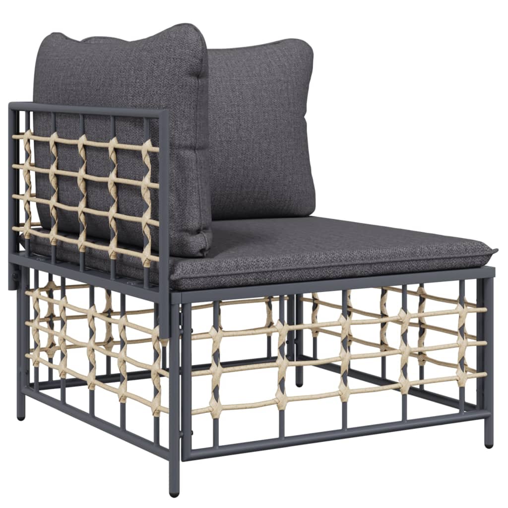 4 pcs garden furniture with braided resin anthracite cushions