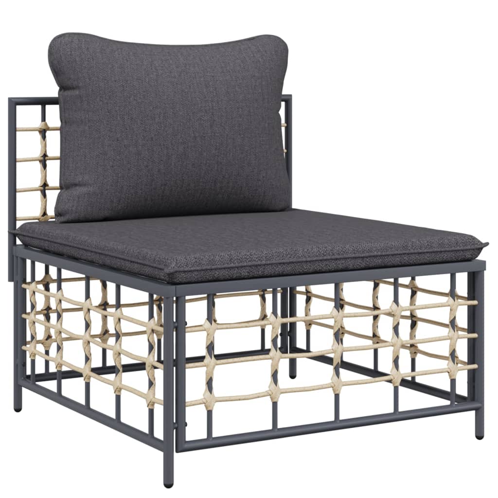 4 pcs garden furniture with braided resin anthracite cushions