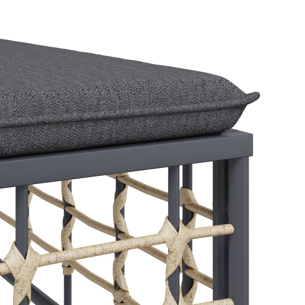 4 pcs garden furniture with braided resin anthracite cushions