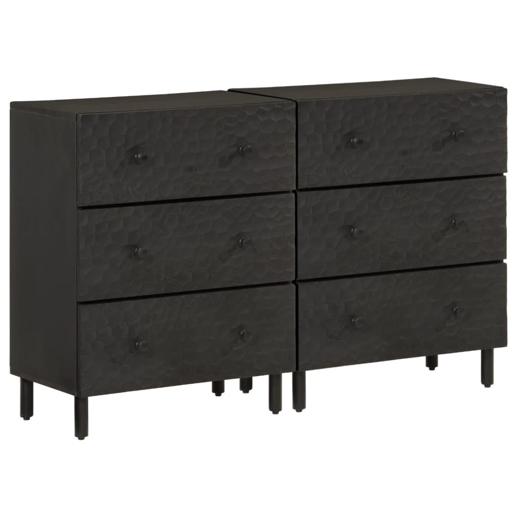 Side cabinets 2pcs black 60x333x75cm Mangoier solid wood