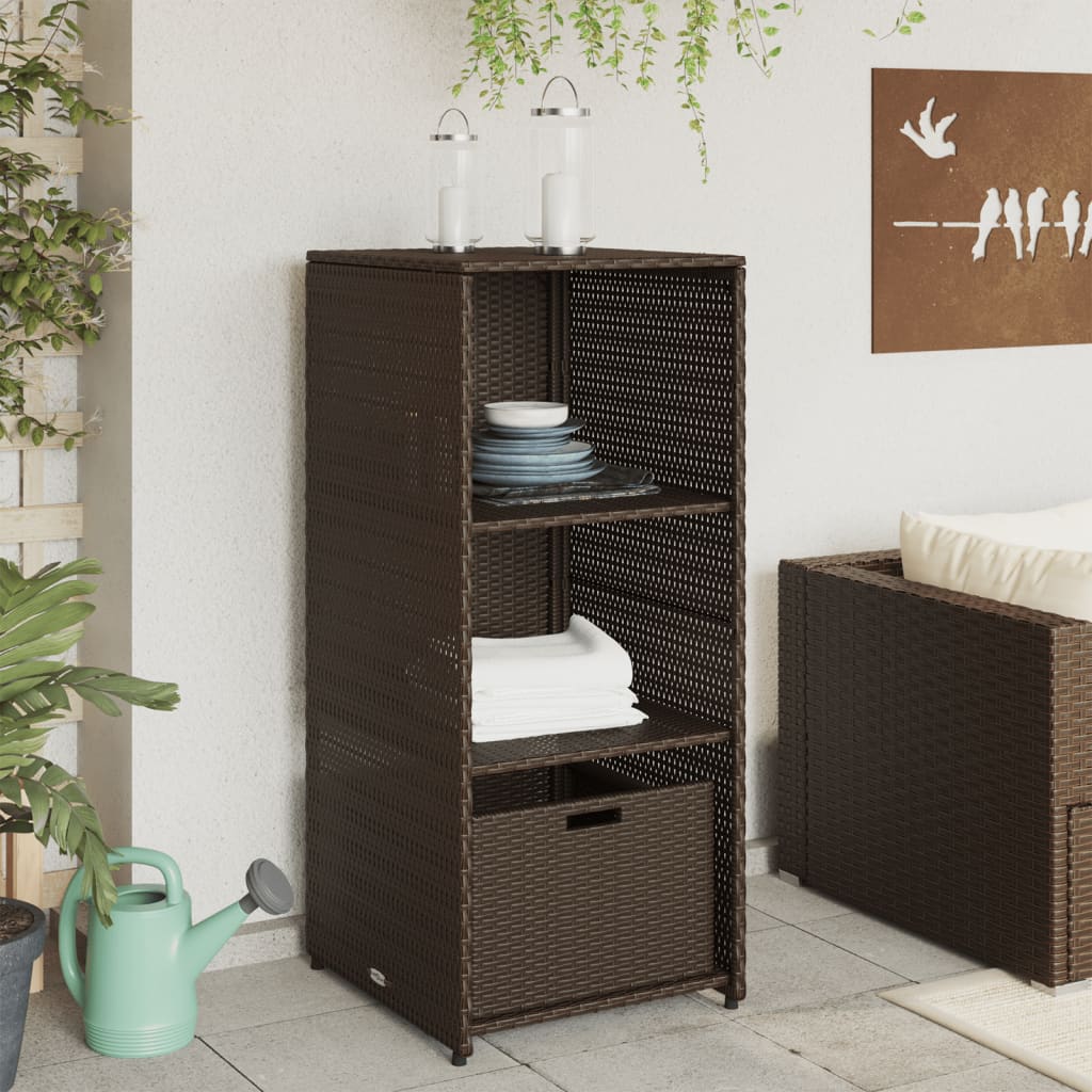 Armadietto di stoccaggio del giardino marrone 50x55x115 cm resina intrecciata