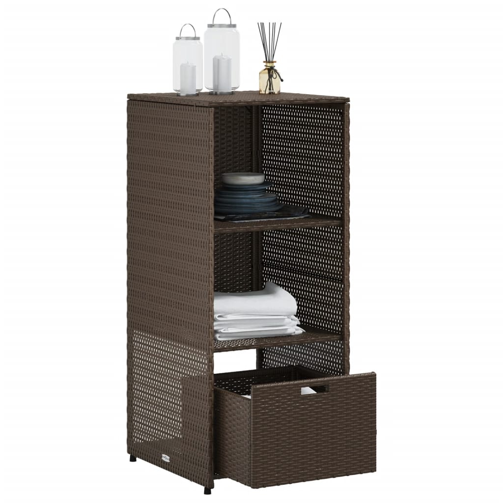 Armadietto di stoccaggio del giardino marrone 50x55x115 cm resina intrecciata