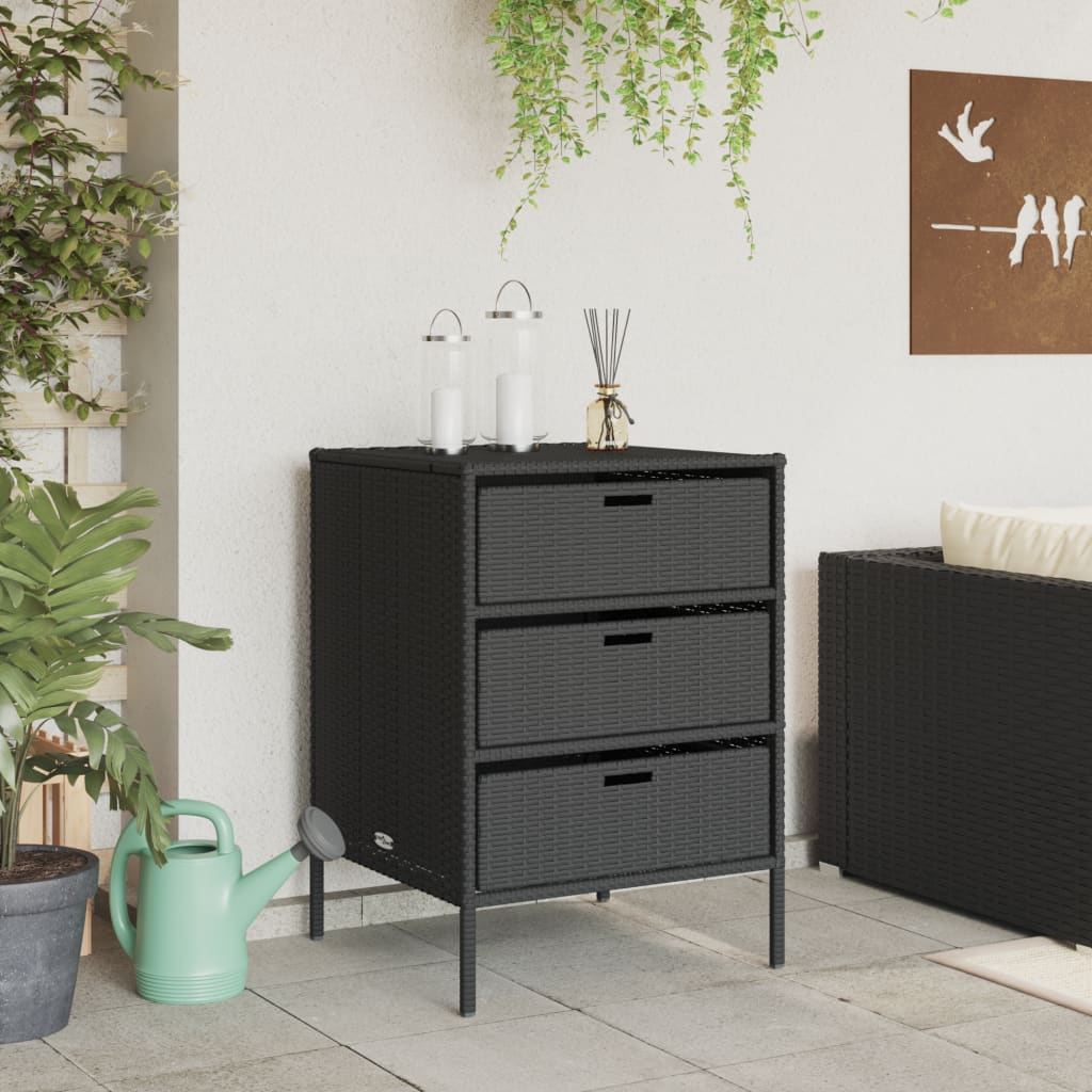 Armadietto di deposito da giardino nero 55x59x80 cm intrecciata intrecciata