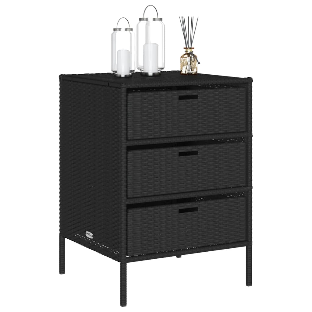 Armadietto di deposito da giardino nero 55x59x80 cm intrecciata intrecciata
