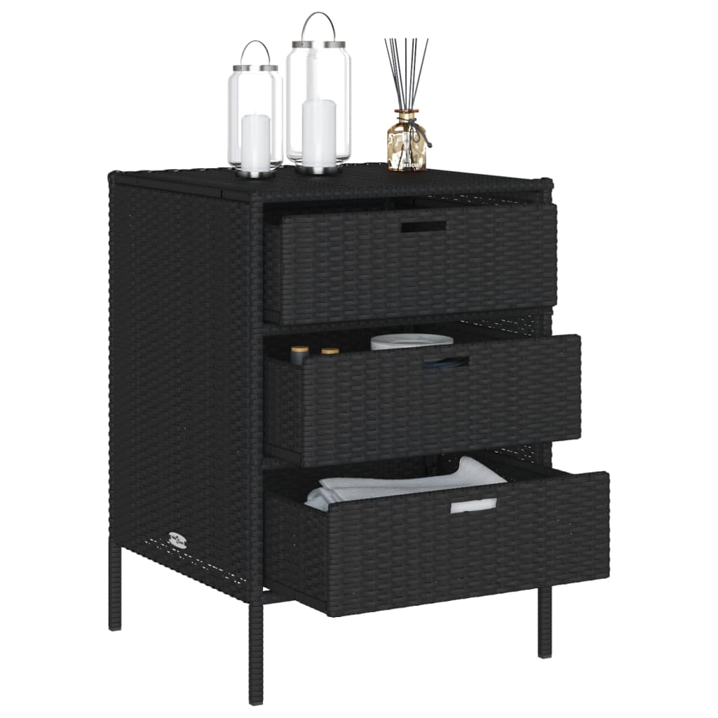 Armadietto di deposito da giardino nero 55x59x80 cm intrecciata intrecciata