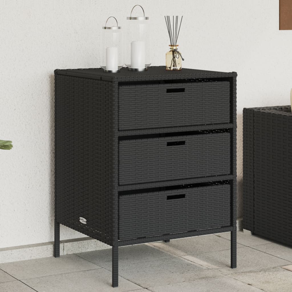 Armadietto di deposito da giardino nero 55x59x80 cm intrecciata intrecciata