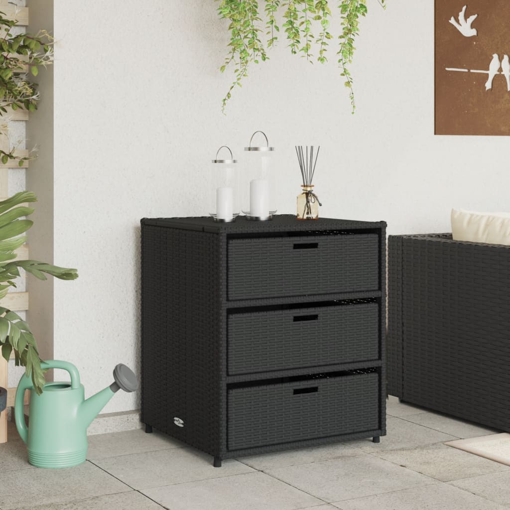 Armadietto di deposito da giardino nero 55x59x69 cm resina intrecciata