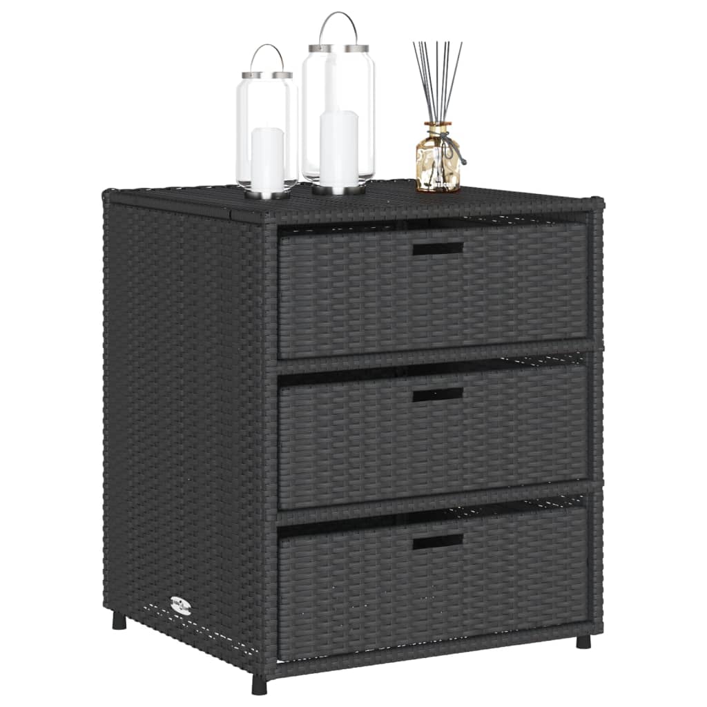 Armadietto di deposito da giardino nero 55x59x69 cm resina intrecciata