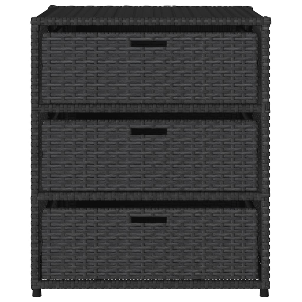 Armadietto di deposito da giardino nero 55x59x69 cm resina intrecciata