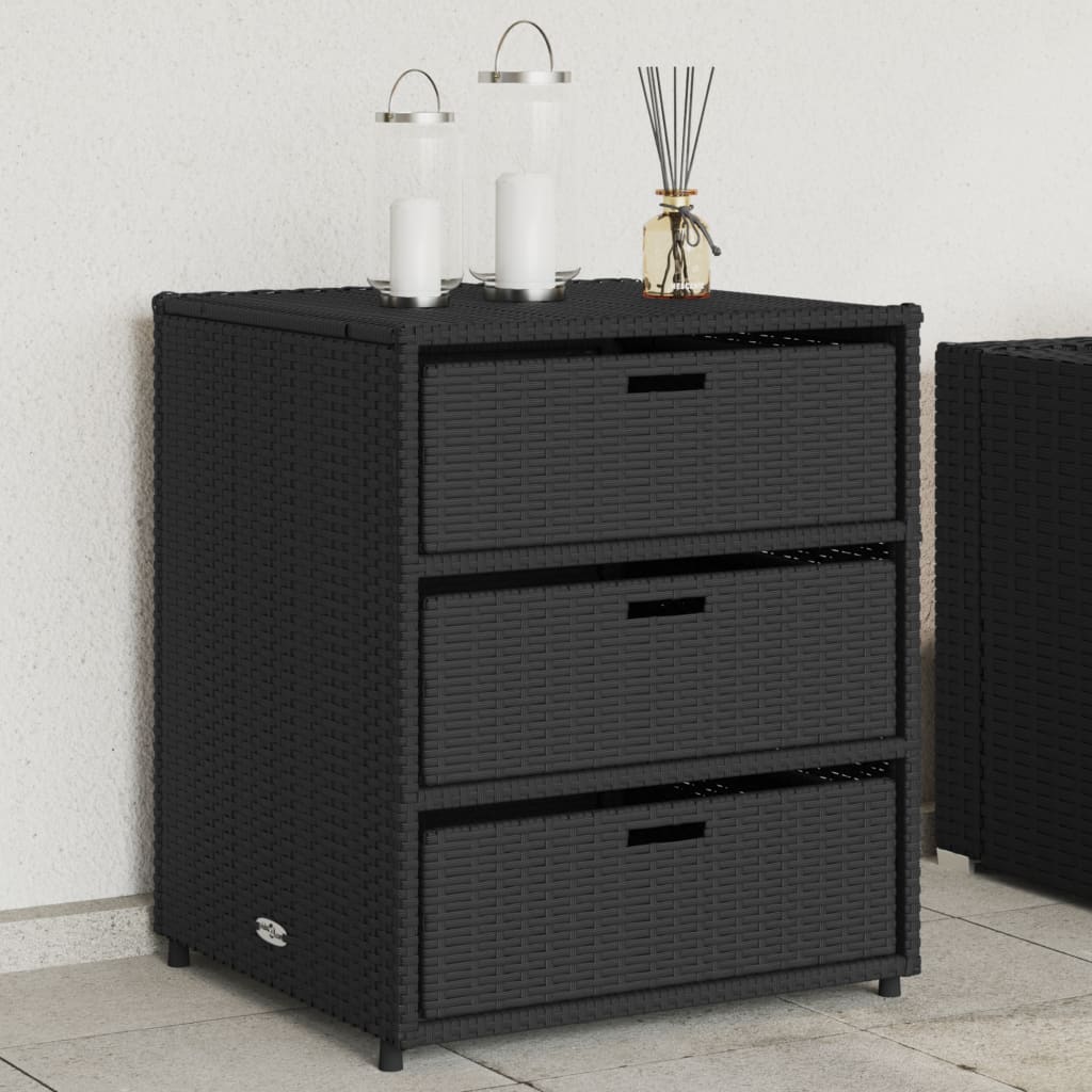 Armadietto di deposito da giardino nero 55x59x69 cm resina intrecciata