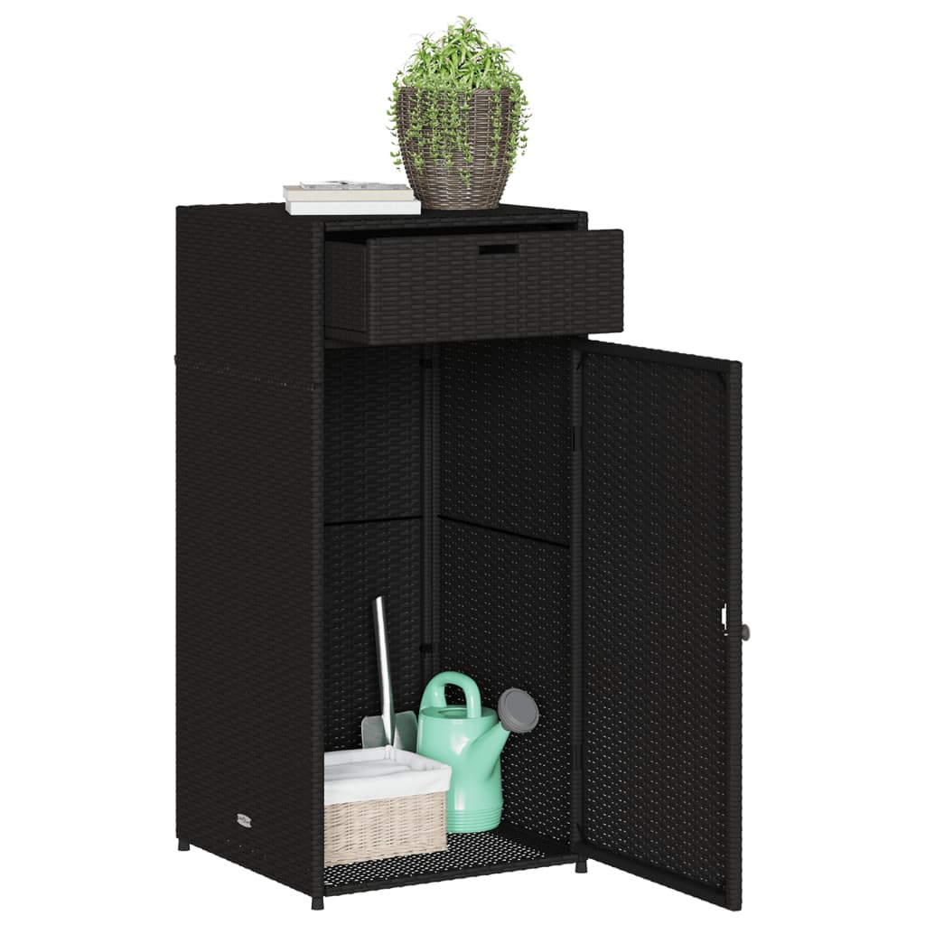 Armadietto di deposito da giardino nero 55x55x111 cm intrecciata intrecciata