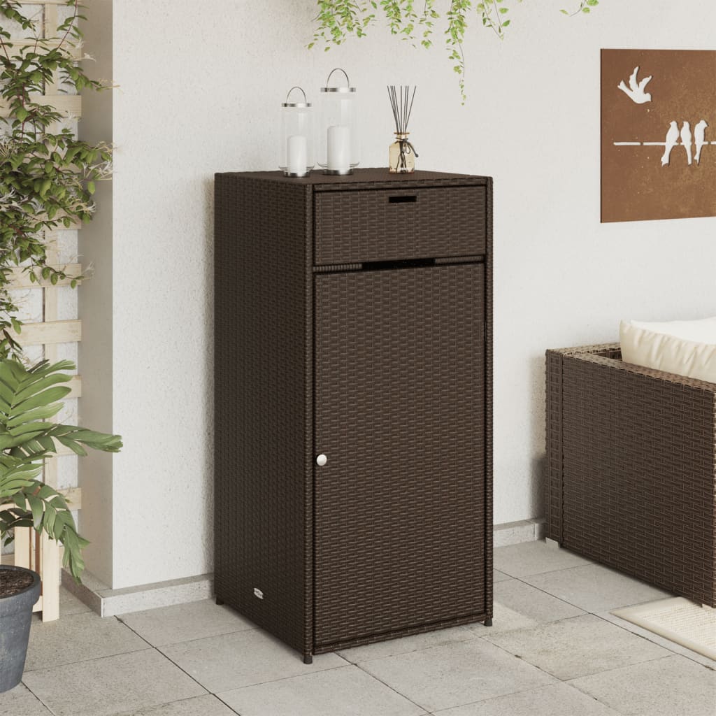 Mobile da deposito giardino marrone 55x55x111 cm resina intrecciata