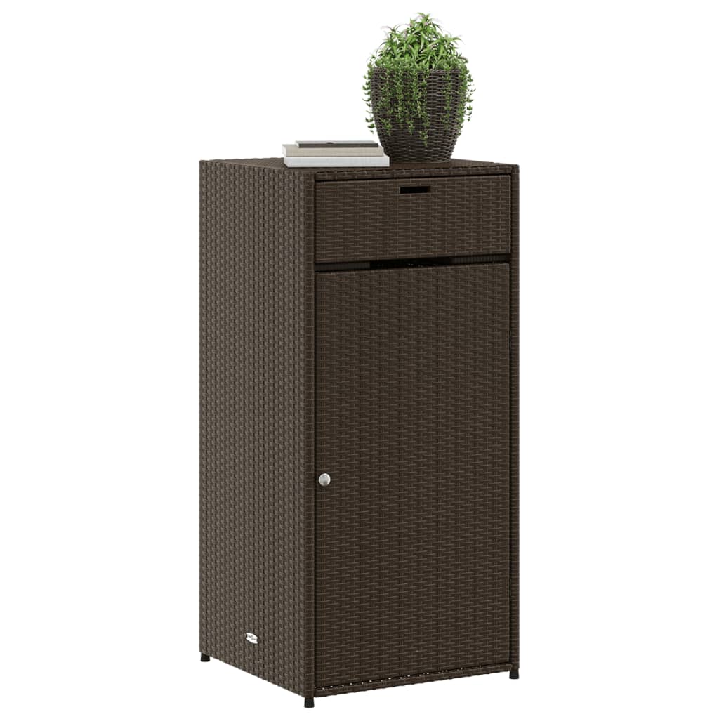 Mobile da deposito giardino marrone 55x55x111 cm resina intrecciata
