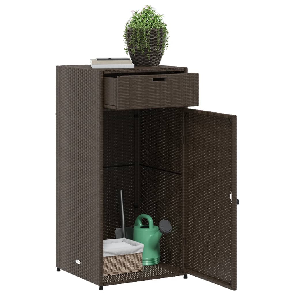 Mobile da deposito giardino marrone 55x55x111 cm resina intrecciata