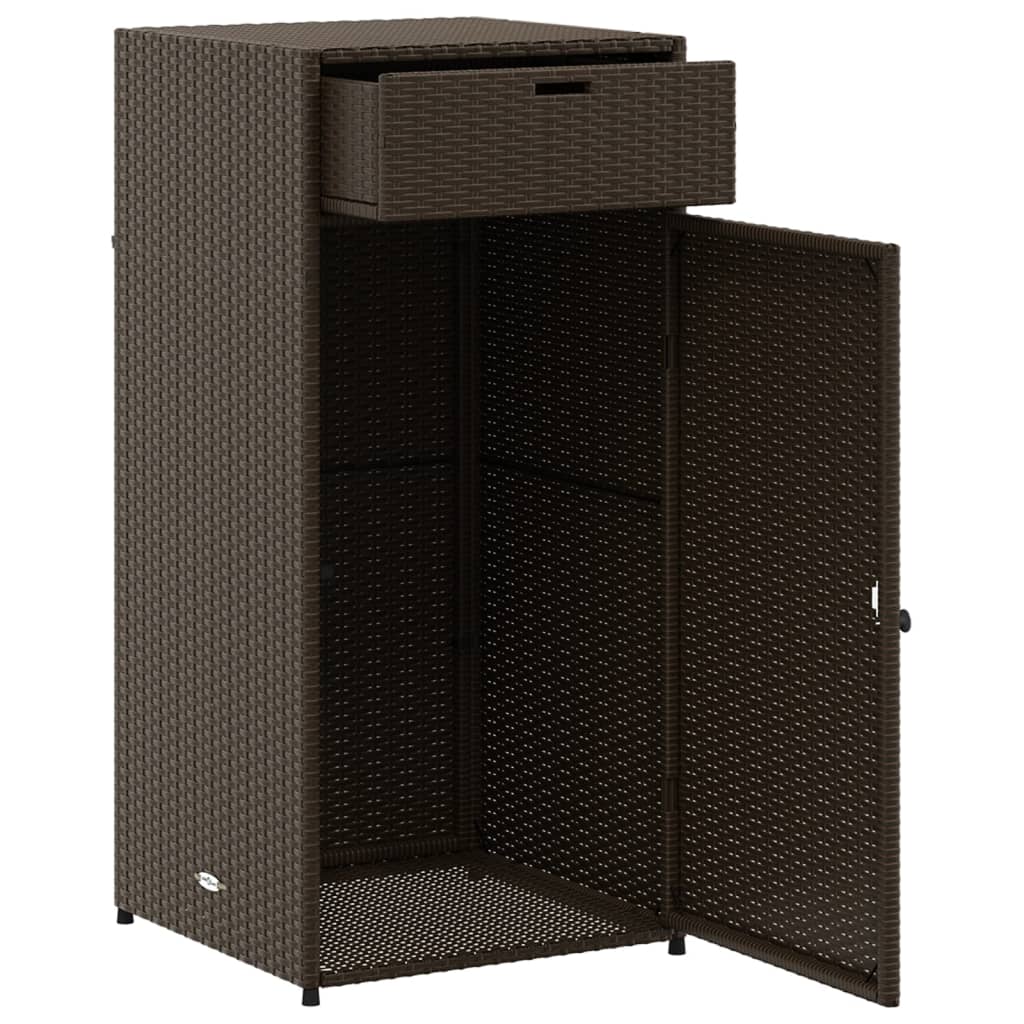 Mobile da deposito giardino marrone 55x55x111 cm resina intrecciata