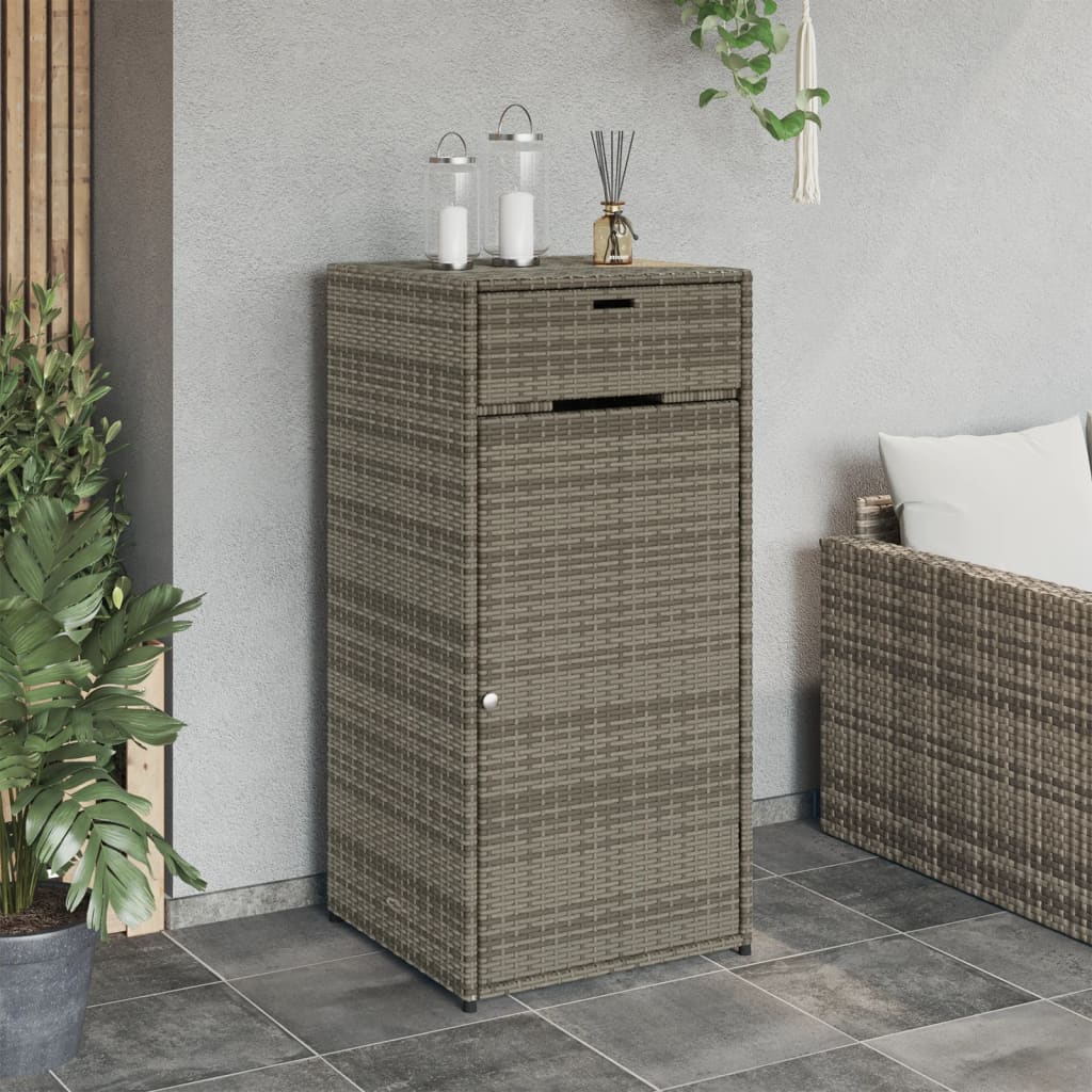 Armadio per giardino grigio 55x55x111 cm resina intrecciata