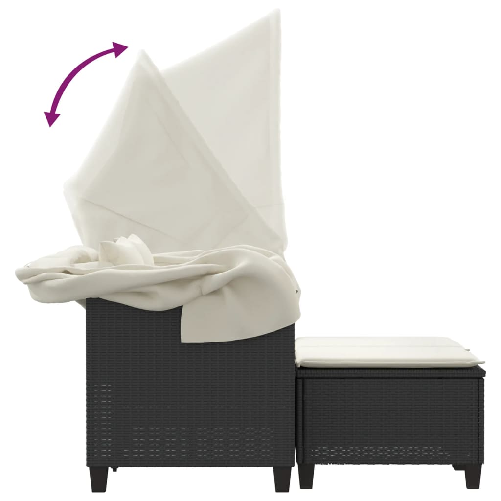 2 -seater garden sofa with wardrobe and black rattan stools