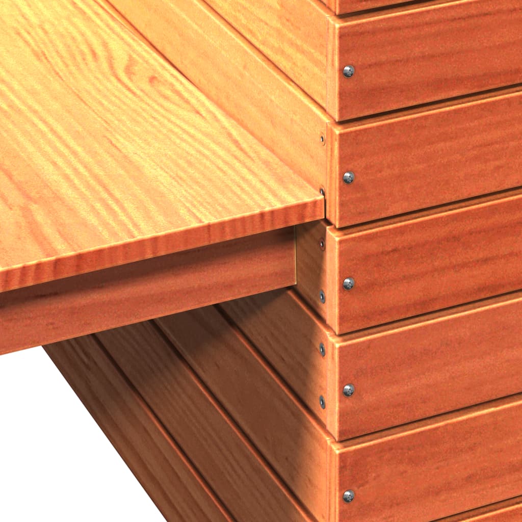 Bench with Marron Waxes 167,5x60x65cm Solid Pin Bois