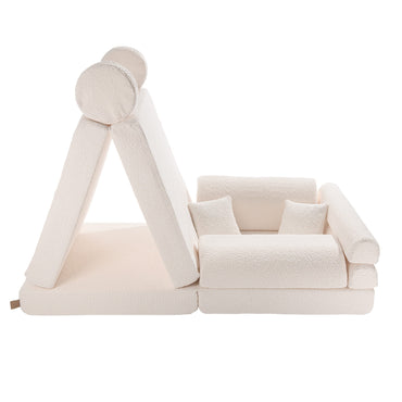 Premium Play Sofa canapé modulables 6 en 1 - Bouclette blanc