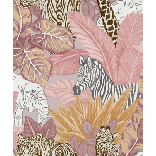 Good Vibes Papier peint Jungle Animals Rose et orange