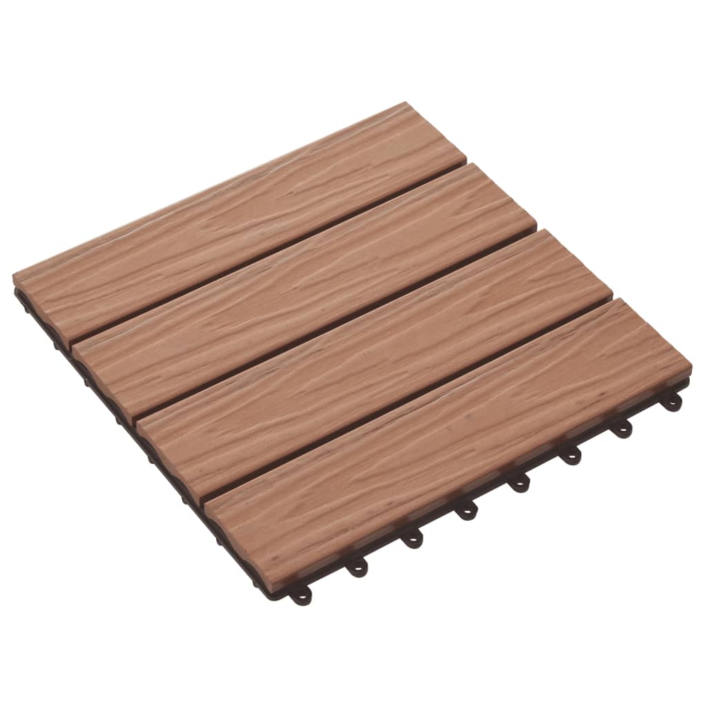 Carreau de terrasse en relief 11 pcs WPC 30 x 30 cm 1 m² Marron