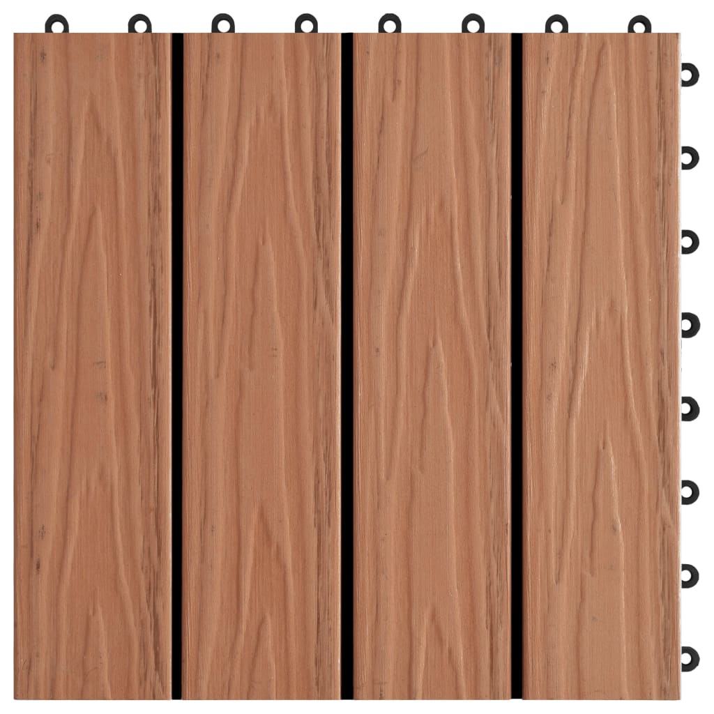 Carreau de terrasse en relief 11 pcs WPC 30 x 30 cm 1 m² Marron