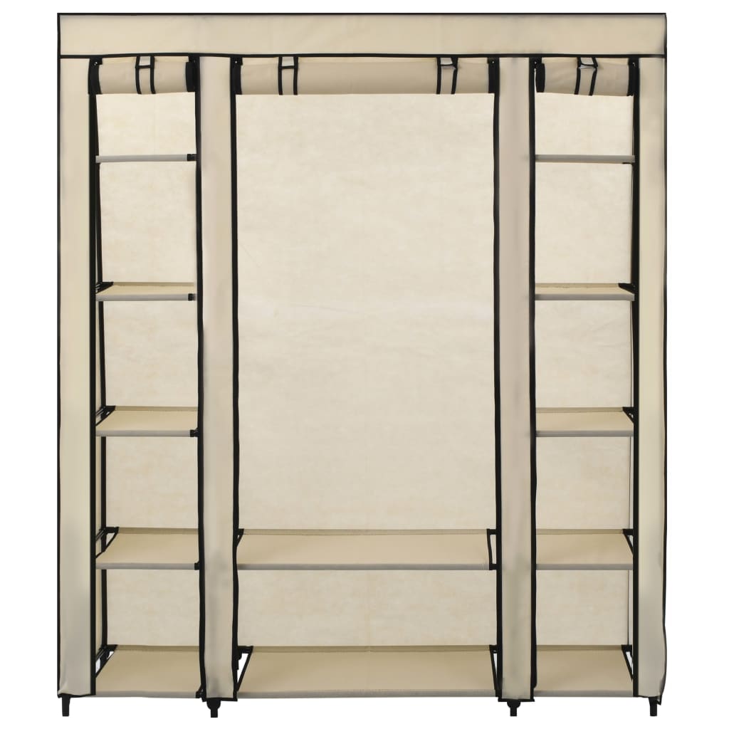 Armadietto con scomparti e steli di crema 150x45x176 cm tessuto